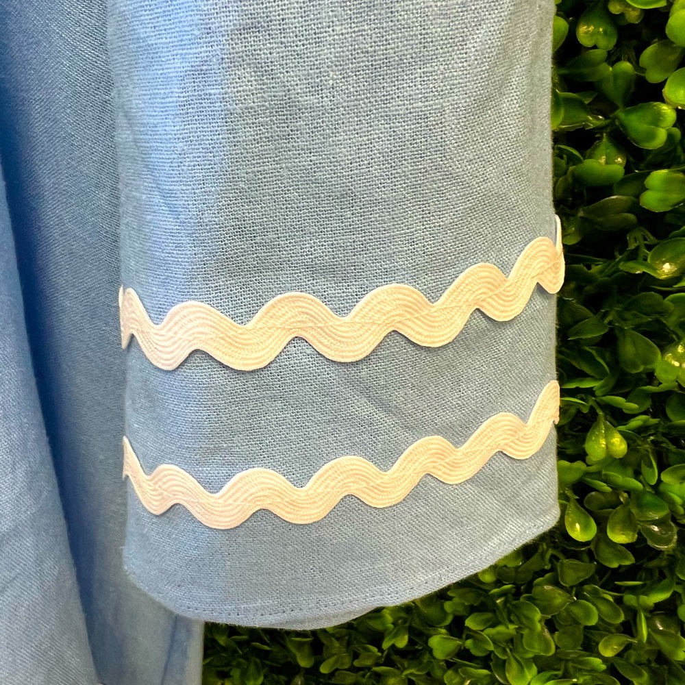 Sail to Sable - Long Sleeve Classic Tunic Dress with Ric Rac light blue - Picture 3 of 5